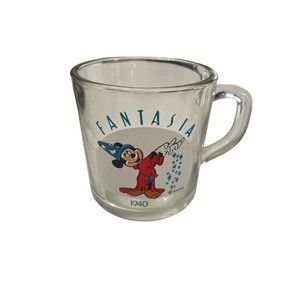 Vintage Walt Disney Fantasia 1940 Sorcerer Mickey Mouse Glass Mug Anchor Hocking